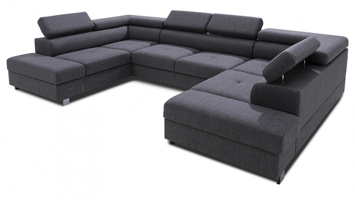 Wohnlandschaft Bettfunktion Bettkasten Stoff Ecksofa U-Form Design Polster