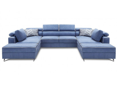 Wohnlandschaft Bettfunktion Stoff Ecksofa U-Form Couch Design Polster Textil Neu