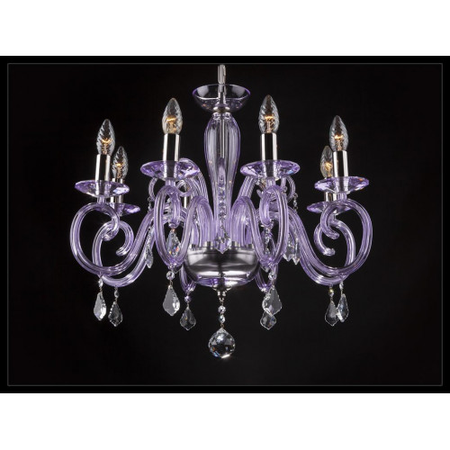 Bohemia Modern Leuchte Decken Leuchte Leuchter Kristall Lila Lampe Kronleuchter