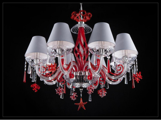 Kronleuchter Antik Stil rote Leuchte Decken Lampen Luster Lampe Kristall Design