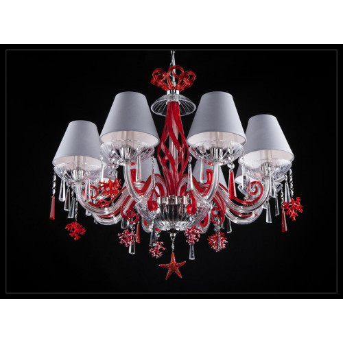 Kronleuchter Antik Stil rote Leuchte Decken Lampen Luster Lampe Kristall Design