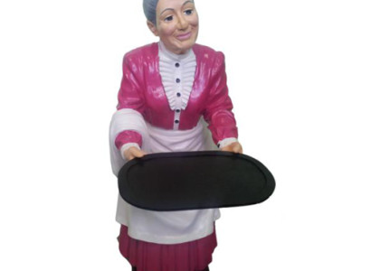 Kellner Statue Figur Skulptur Großmutter Statuen Restaurant Gastronomie Oma Neu