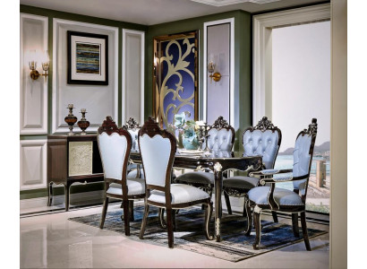 Luxury Dining Table Group Dining Room Living Room Set Wooden Design Black Tables