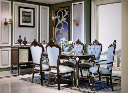 Luxury Dining Table Group Dining Room Living Room Set Wooden Design Black Tables