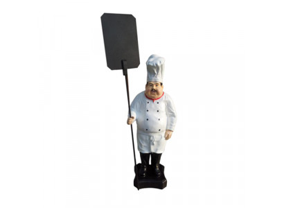 Werbefigur Koch Figur Statue Skulptur Menue Tafel Werbeaufsteller Speisekarte