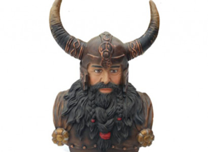 Büste Eines Kriegers in Einem Helm 70cm Hörnern Statue Wikinger Statuen Figuren