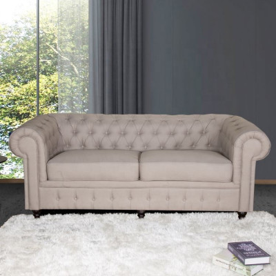 jvmoebel ® - Textil Sofa Couch - Beige Polster Dreisitzer Couch Garnitur Dreier