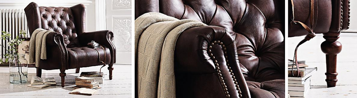 Chesterfield Sofa Couch Polster Doppelter Ohrensessel Leder Couchen  Polster 2er