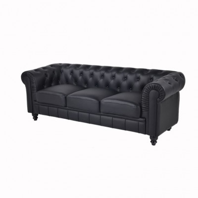jvmoebel ®  Textil Sofa Couch - Schwarz Polster Dreisitzer Couch Garnitur Dreier