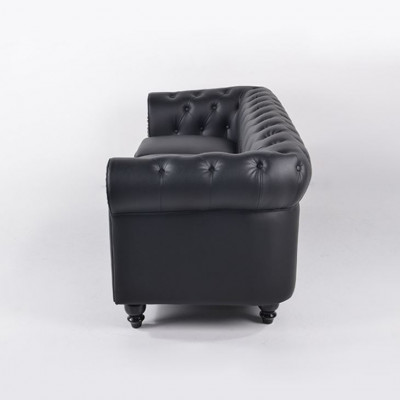 jvmoebel ®  Textil Sofa Couch - Schwarz Polster Dreisitzer Couch Garnitur Dreier