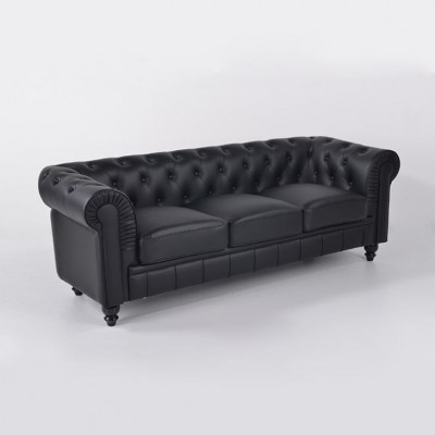 jvmoebel ®  Textil Sofa Couch - Schwarz Polster Dreisitzer Couch Garnitur Dreier