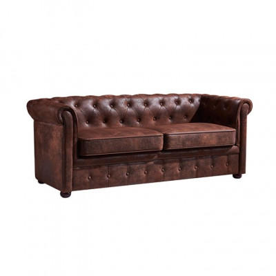 Chesterfield Mens Club Sofa Couch Leder Polster Zweisitzer Braun NEW jvmoebel ®