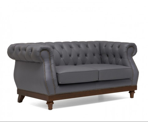 Klassische Leder Couch - Graue Chesterfield Stoff Sofa 2 Sitzer  Neu jvmoebel ®