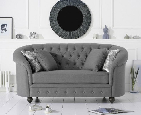 Klassische Textil Couch - Graue Chesterfield Stoff Sofa 2 Sitzer  Neu jvmoebel ®