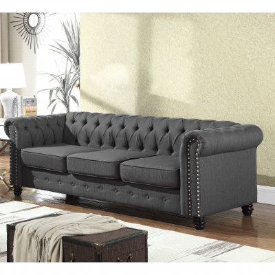 Chesterfield Sofa Couch Polster Stoff Leder Couchen  Polster Garnitur 3 Sitzers