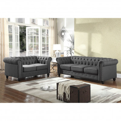 Chesterfield Sofa Couch Polster Stoff Leder Couchen  Polster Garnitur 3 Sitzers