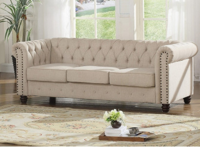 Chesterfield Sofa Couch Polster Stoff Leder Couchen  Polster Garnitur 3 Sitzers