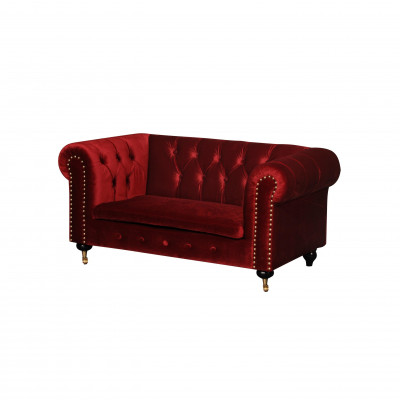 Rote Barock Sofa Couch - Chesterfield Stoff 2 Sitzer Leder Textil jvmoebel ® NEW