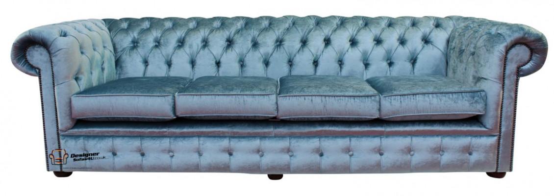 Chesterfield 4 Sitzers Klassische Luxus Barock Rokoko Sofa Couch Textil Leder