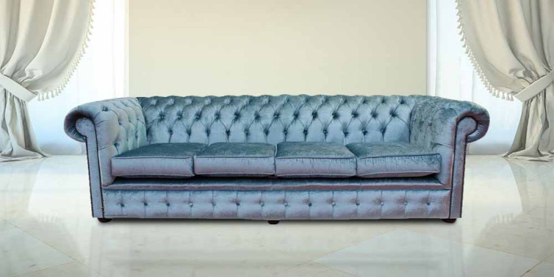 Chesterfield 4 Sitzers Klassische Luxus Barock Rokoko Sofa Couch Textil Leder