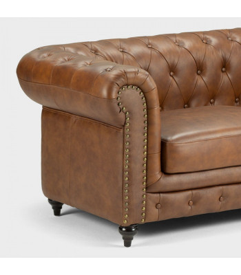 jvmoebel ® - Leder Sofa Couch - Braun Sessel Polster Dreisitzer Couch Garnitur
