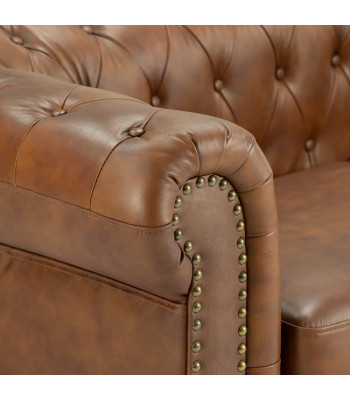 jvmoebel ® - Leder Sofa Couch - Braun Sessel Polster Dreisitzer Couch Garnitur