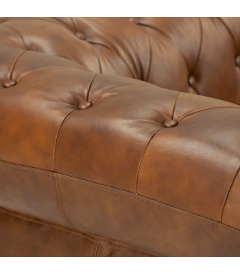 jvmoebel ® - Leder Sofa Couch - Braun Sessel Polster Dreisitzer Couch Garnitur