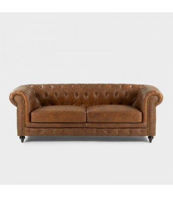 jvmoebel ® - Leder Sofa Couch - Braun Sessel Polster Dreisitzer Couch Garnitur