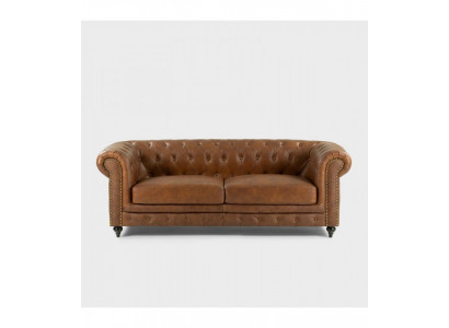 jvmoebel ® - Leder Sofa Couch - Braun Sessel Polster Dreisitzer Couch Garnitur