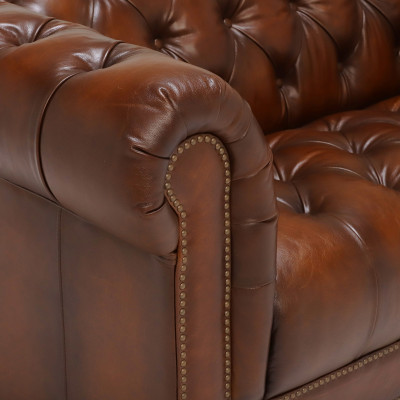 Klassische Leder Couch - Braune Chesterfield Stoff Sofa 3 Sitzer  Neu jvmoebel ®