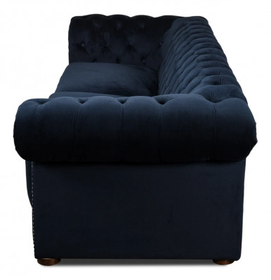 Klassische Wohnzimmer Couch - Blaue Chesterfield Stoff Sofa 3 Sitzer  jvmoebel ®