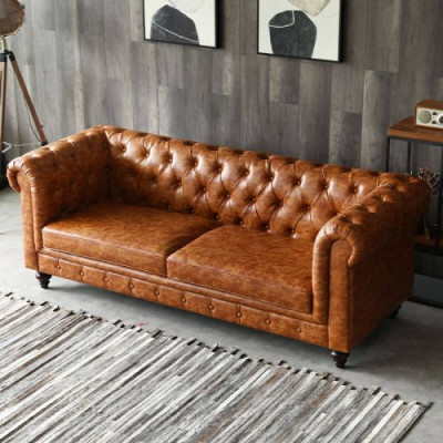 Chesterfield Leder Polster Design Sofa Luxus Couch Klassische Sofa 3 Sitzer Neu