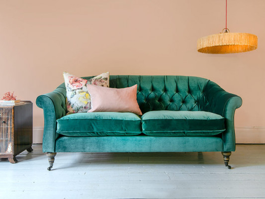 Chesterfield 3 Sitzer Sofa Stoffsofa Couch Polster Sitz Garnitur 3er Sofas Neu