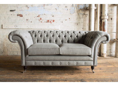 Sofa Couch Polster Design Sitz Sofas Zimmer Möbel Leder 2er Moderne Grau Stoff