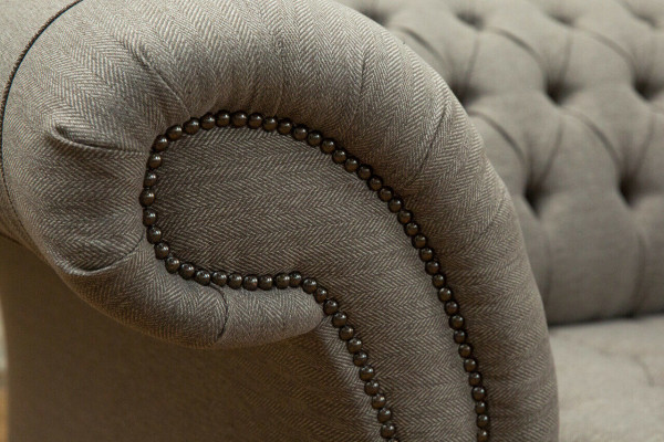 klassische Chesterfield Design Couch 3 Sitzer Sofa Couch Samt Leder big 225cm