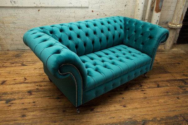 Chesterfield Samt Sofa Couch Polster 2 Sitzer Polster Kunst Sofas Couchen Neu