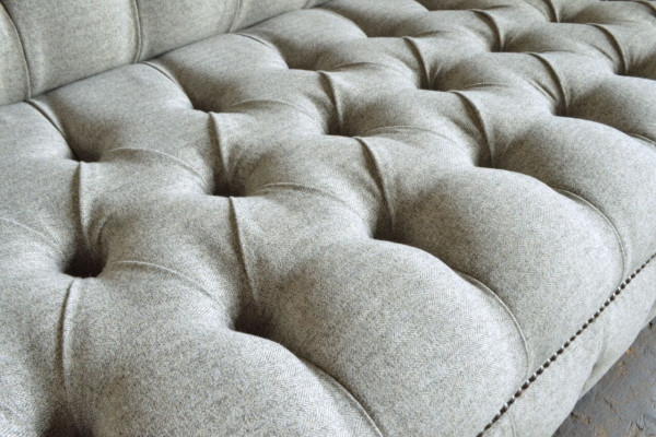 Chesterfield Design Stoff Couch Sessel 1.5 Sitzer Polster Sofas Lounge Grau Samt