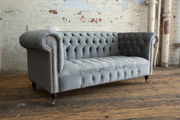 Chesterfield 3Sitzer Designer Sofa Polster Sofas Couchen Stoff Textil Dreisitzer