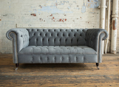 Chesterfield 3Sitzer Designer Sofa Polster Sofas Couchen Stoff Textil Dreisitzer