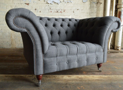 Chesterfield Design Stoff Couch Sessel 1.5 Sitzer Polster Sofas Lounge Neu Club