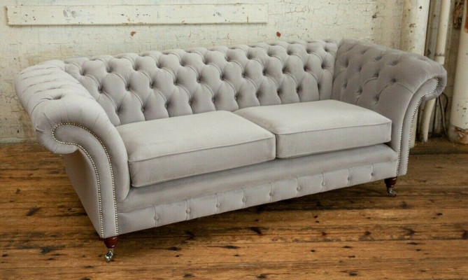Chesterfield Couch Sofa Polster 3 Sitzer Couchen Sitz Garnitur Sofas Weiß Neu