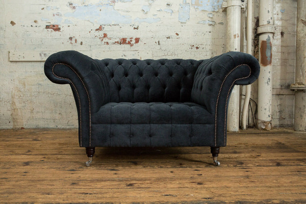 Schwarz Sofa Couch Polster Chesterfield Sitzmöbel Textil Stoff Leder Couchen Neu