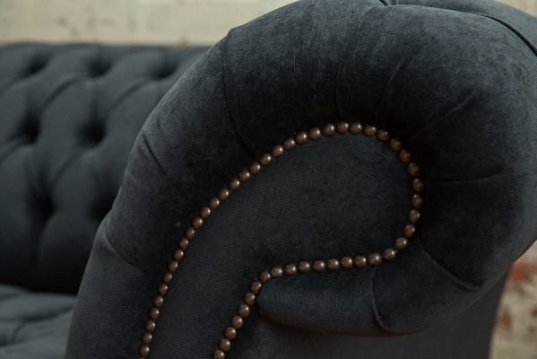 Schwarz Sofa Couch Polster Chesterfield Sitzmöbel Textil Stoff Leder Couchen Neu