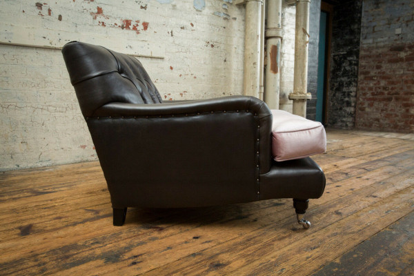 Sessel Fernseh Sitz Club Lounge Textil Leder Edler Design Chesterfield Polster