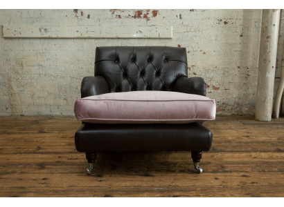 Sessel Fernseh Sitz Club Lounge Textil Leder Edler Design Chesterfield Polster
