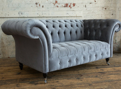Klassische Chesterfield Zweisitzer Sofa Sofas Couch Ledersofa Couchen Stoff Neu
