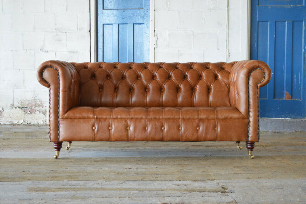 Chesterfield Dreisitzer Couch Polster Sofa Design Sofas Couchen Ledercouch neu