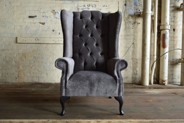 Ohrensessel Einsitzer Sofa Couch Relax Polster Chesterfield Samt Leder Stoff