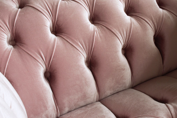 Sessel Polster Möbel Chesterfield Rosa Couch Textil Leder Stoff Sofa Einsitzer