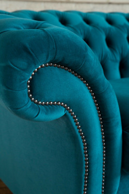Chesterfield Sofa 2er Polster Designer Couchen Sofas Garnitur Türkis Samt Neu